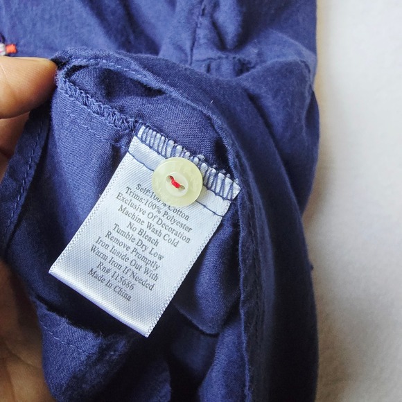 Johnny Was 3J Workshop Embroidered Blue Cotton Tunic Top Size Small - Picture 5 of 9